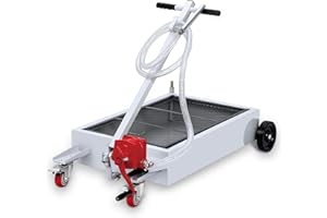 IDEALHOUSE 15 Gallon Oil Drain Pan, Rolling Drain Cart with Pump and 8 Ft Hose, Low Profile Oil Drain Cart for Cars, Trucks, 