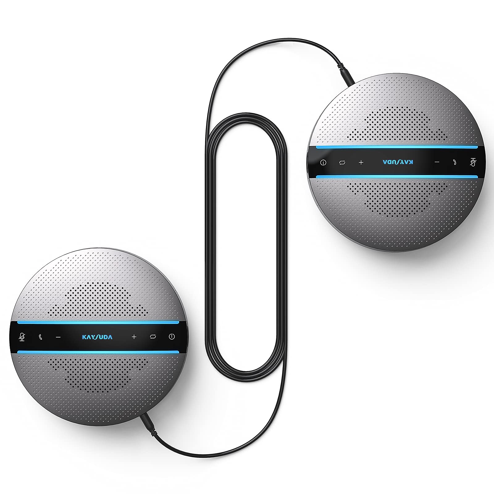Kaysuda Bluetooth Conference Speakerphone SP300KIT 2pk Bundle, up to 16 Attendees, 18H Call Time, 360°Voice Pick-up 2x6 AI Echo & Noise Canceling Microphones, Daisy Chain