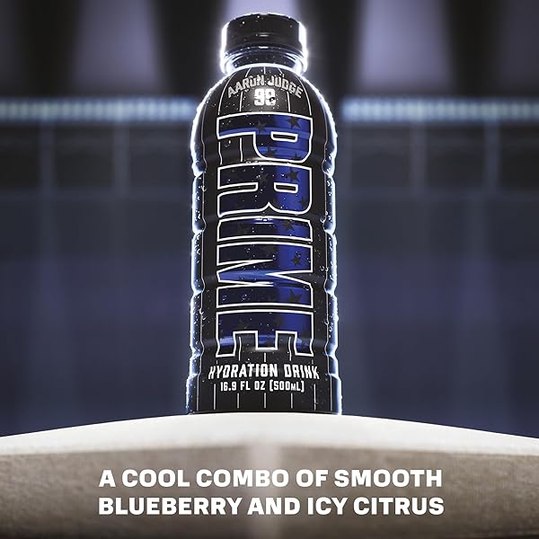 PRIME HYDRATION AARON JUDGE, SPORTS DRINKS, ELECTROLYTE ENHANCED FOR REPLENISHING FLUIDS, 250MG BCAAS, B VITAMINS, ANTIOXIDANTS, LOW SUGAR, 16.9 FL OZ, 12 PACK