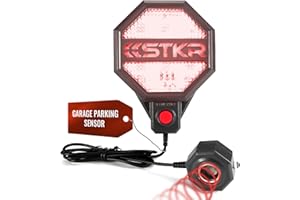 STKR CONCEPTS STKR Garage Parking Sensor – Adjustable Ultrasonic Car Stop Assistant with Red/Yellow/Green LED Display – Set Stop Distance 6"–6 ft – Battery or USB Powered – Easy Wall-Mount Install – Dark Grey