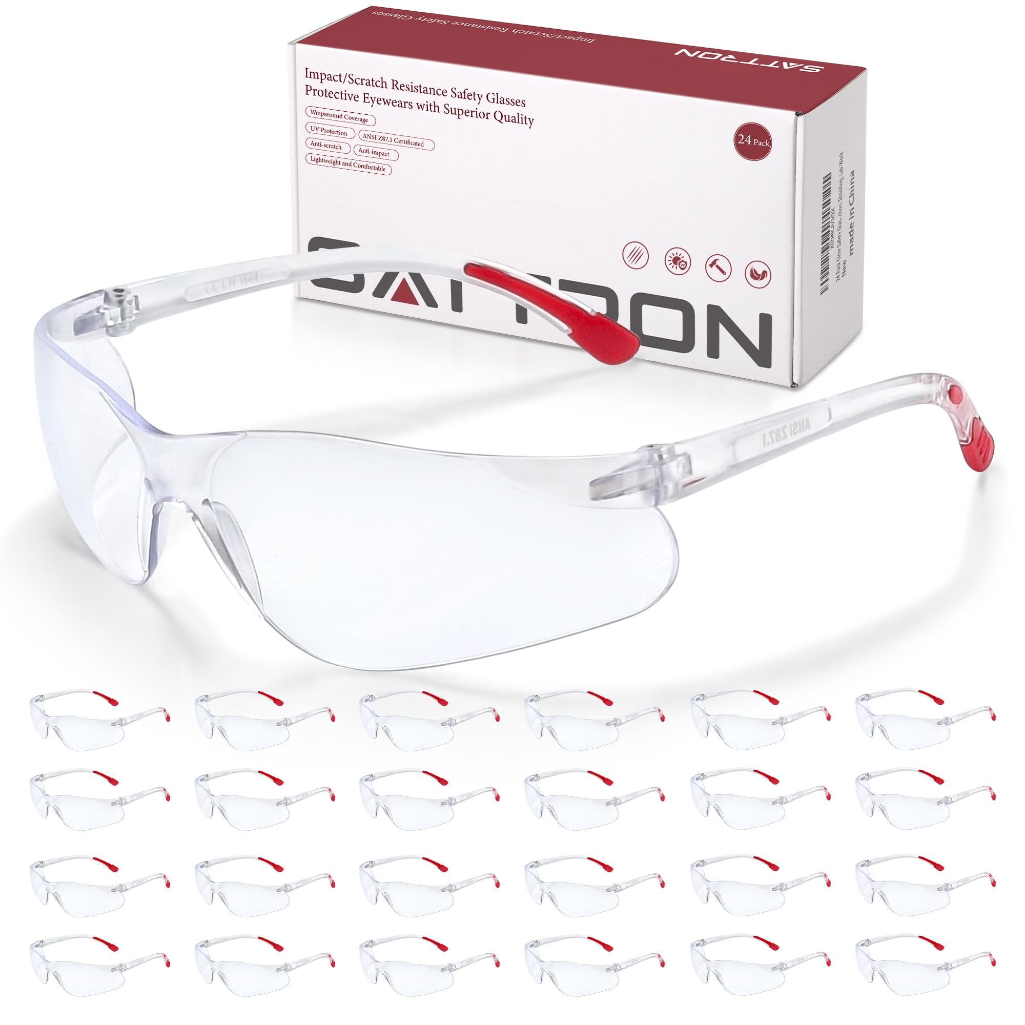 Photo 1 of 24 Pack Clear Safety Glasses, Protective Eyewear UV Protection & ANSI Z87.1, Safety Goggles Scratch & Impact Resistant Eye Protection for Men & Women - Ideal for Construction, Shooting, Lab Work
