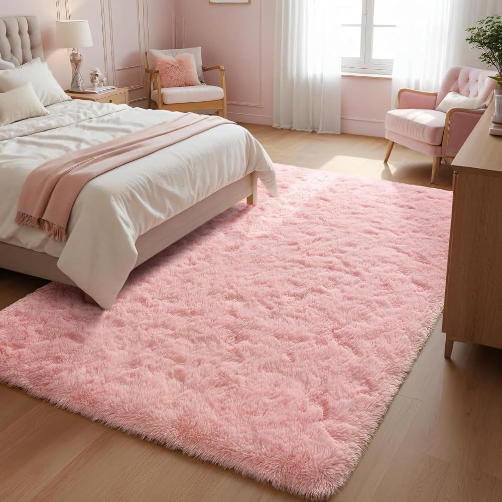 Aspire Homeware Pink Rugs 120x170cm Living Room Anti Slip Shaggy Thick Pile