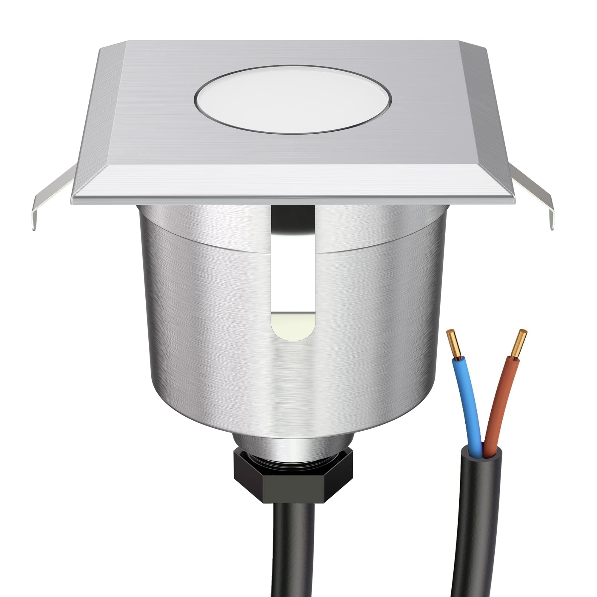 ledscom.de LED recessed Floor Light AGENA for Outdoor use, IP65, Stainless Steel, Angular, 6 x 6cm, Warm White