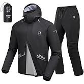 RIDEIRON Motorcycle Rain Gear for Men &amp; Women, Waterproof Rain Suit | 15,000 mm Waterproof Rating, Zippered Leg Openings, Roomy Seat Design, Reflective, Breathable, Fishing, Golf, Hunting