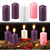 MTLEE 5 Pcs Christmas Advent Pillar Candle 3x6 Inch Church Candles, Pillar | Hand Poured Wax for Church Worship, Long Lasting Bur Time, Traditonal Advent Color Set for Holiday Table Centerpiece