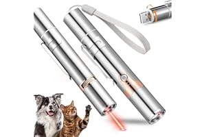 Koackl Cat Toy Pointer for Indoor 2 Pack, USB Rechargeable Cat Toy, 3 Light Colors Cat Interactive Toys for Dogs, Cats, Pet Chase Toy for Fun Playing Training Exercise Indoors