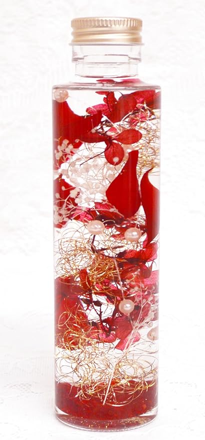 Amazon みどりの時間 ハーバリウム プリザーブドフラワー シリコンオイル パール ビーズ レッド クリアケース付 プリザーブドフラワー オンライン通販