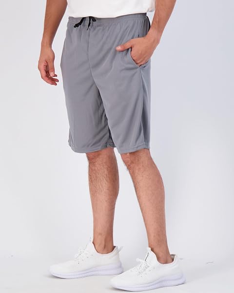 REAL ESSENTIALS MENS 3-PACK MESH SHORTS ACTIVE WEAR ATHLETIC SHORT MEN BASKETBALL POCKETS WORKOUT GYM SOCCER RUNNING SUMMER FITNESS QUICK DRY CASUAL CLOTHES SPORT TRAINING HIKING – SET 5, XL