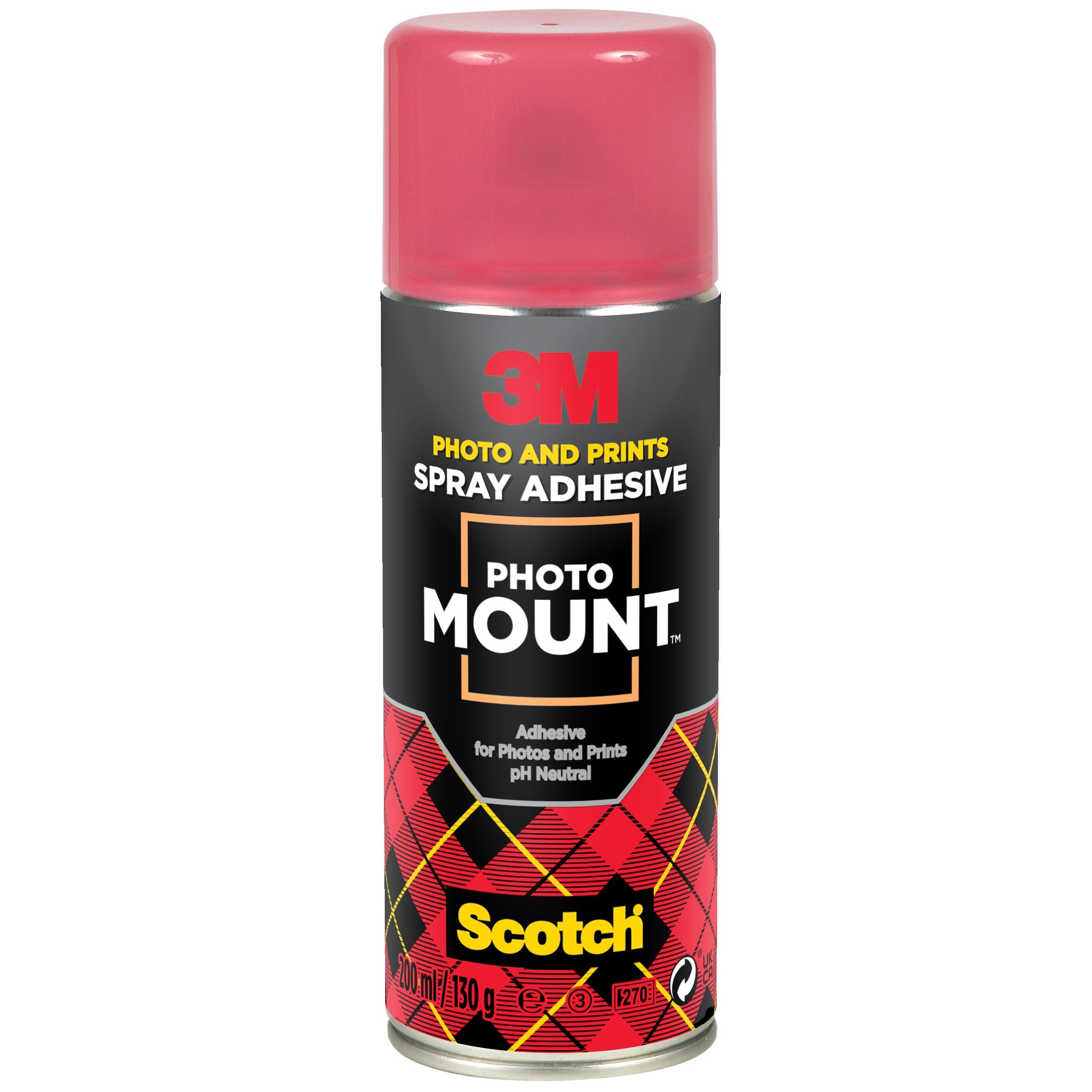 3M Photo Mount Adhesive Spray, 200ml Clear - Permanent Bond for Photos, Cardstock, Posters, Maps