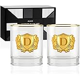Onebttl Personalized Whiskey Glasses for Men, Custom Alcohol Gifts for Whiskey Lovers, Set of 2, Unique Birthday, Christmas Gifts for Him, D