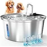 Pawccoli Dog Water Fountain Stainless Steel, 7L/1.8Gal Pet Fountain Water Bowl with Multi-Filtration & Deeper Drinking Aera, 