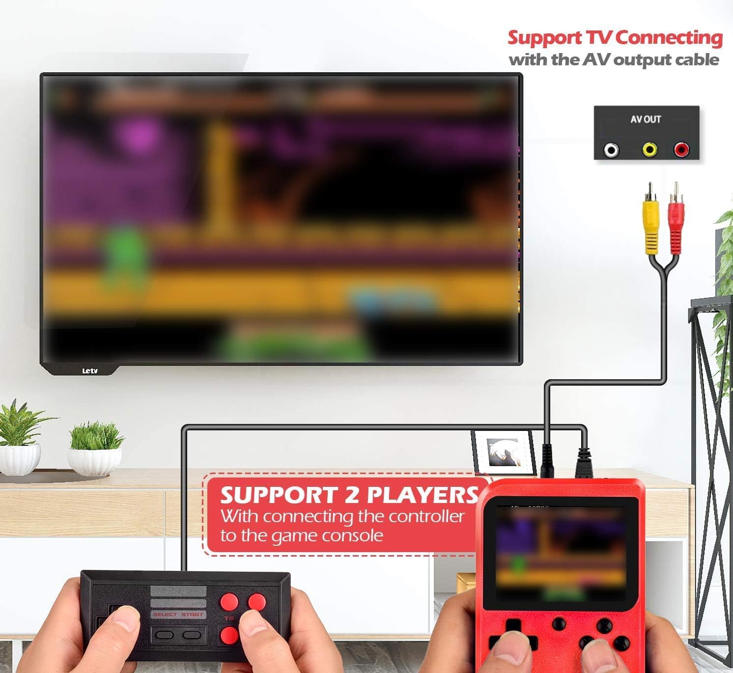 Handheld Game Console, Kiztoys Retro Game Console with 400 Classic Handheld Games, Supporting 2 Players & TV Connection, 800 mAh Rechargeable Battery: Toys & Games