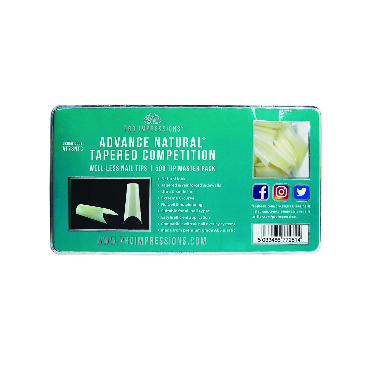 Pro Impressions 500-Piece Advance Natural Tapered Competition Nail Tips Set