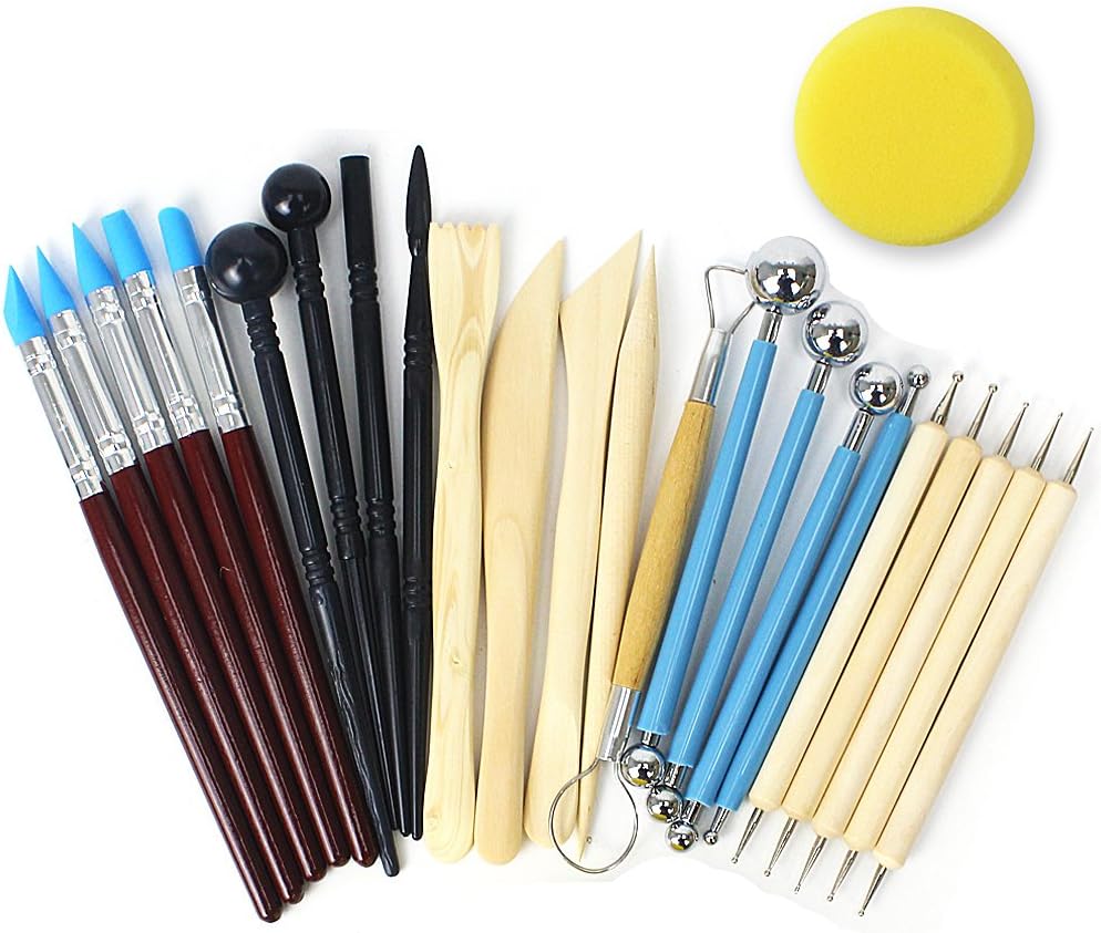 SERONLINE 24pcs Polymer Clay Tools Ball Stylus Dotting Tools, Modeling Clay Sculpting Tools Set Rock Painting Kit for Sculpture Pottery