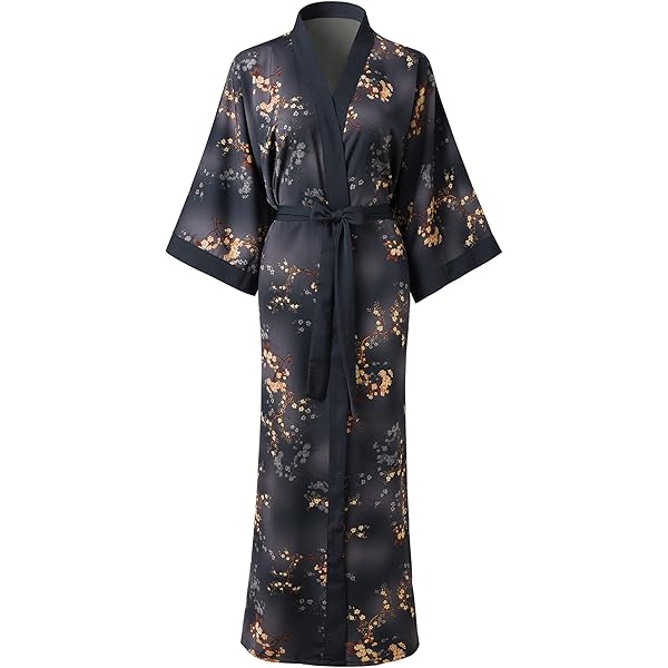 slim fit dress slacks Olivia Floral Wrap Kimono Robe | Vegan Silk main image 1