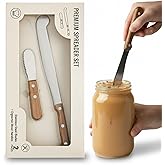 Performore 2PCS Spreader Knives, 12” Peanut Butter Knife that Works Great with Jars and 5” Short Spreading Knife, Stainless S