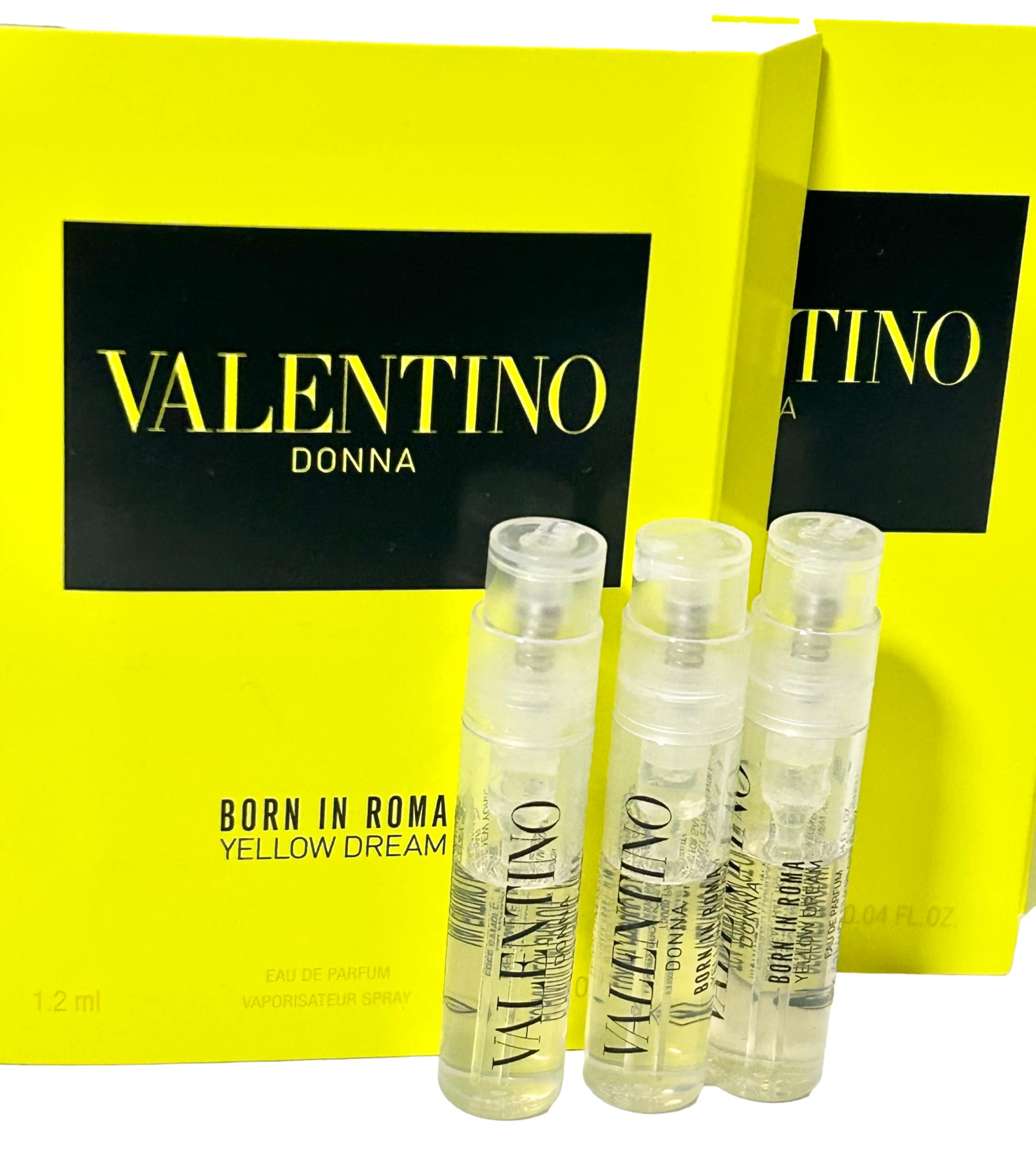 Valentino Donna Born In Roma Yellow Dream Women Sample Perfume Spray Vial 1.2 ml / 0.04 oz - set of 3