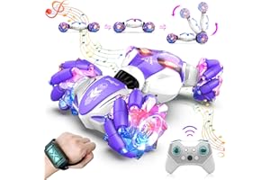 AEROQUEST Gesture RC Car Hand Controlled Stunt Car for 6-12 yr Boys Girls, 4WD 2.4GHz Remote Control Gesture Sensor Toy Cars Drift Twist Car with Light Music for Ages 8-13 Kids Birthday Xmas Gift