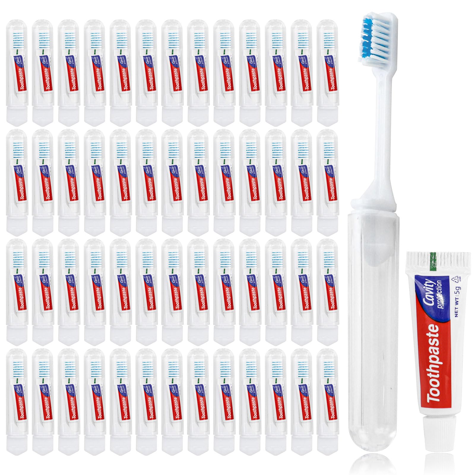 Travel Toothbrush, Toothbrush and Toothpaste Travel, Individually Packaged with Storage Box, Foldable Storage, is Suitable for Travelling, Camping, Business Trips (20-Pack)