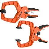 PONY 2-Pack 4 Inch Quick Release Ratcheting Wood Clamps | Ratcheting hand clamps with box-joint construction, ergonomic grip and 40 lbs clamping force for woodworking tasks