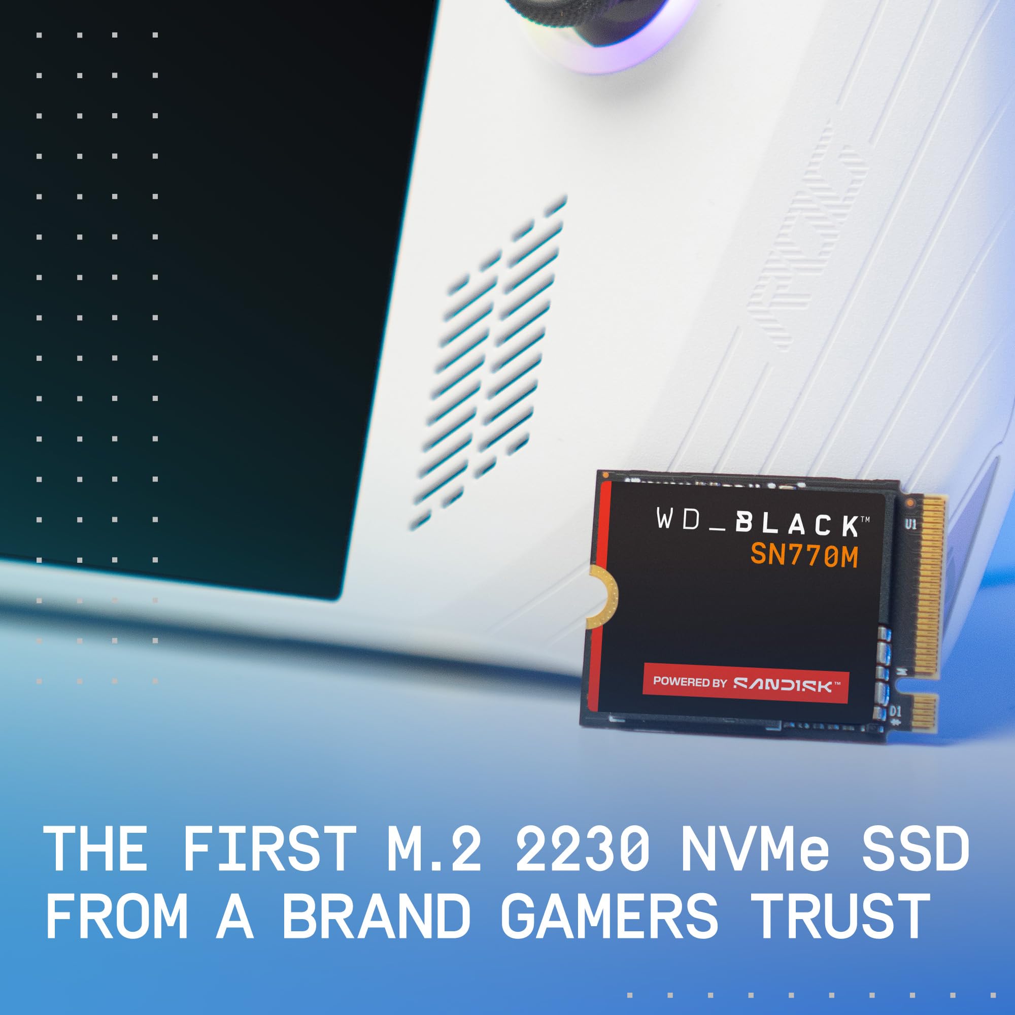 WD_BLACK SN770M 2TB M.2 2230 NVMeSSD - PCIe Gen 4.0, Speeds up to 5,150 MB/s, for Handheld Gaming Devices and Compatible laptops, Great for Asus ROG Ally, Steam Deck - WDBDNH0020BBK-WRSN