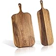 Wood Cutting Board Set with Handle for Kitchen Large and Small Long 2 Packs Acacia Wooden Kitchen Cutting Boards for Meat, Cheese, Bread,Vegetables Fruits- Charcuterie Board Serving Board