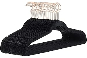Amazon Basics Slim, Velvet, Non-Slip Sturdy Suit Clothes Hangers, Pack of 30, Black/Rose Gold