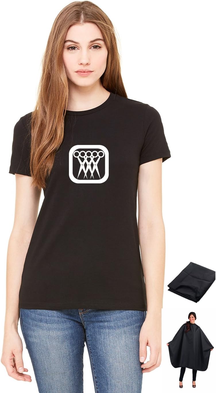 Woman's, The BEST Stylist T Shirt in the Hair Industry, This is the NEW Hair Stylist For Life brand shirt, printed logo on front with the words, Hair Stylist For Life printed on the back of shirt, comes with a FREE GIFT, the Professional Black Nylon Hair Coloring Cape. (M, BLACK)