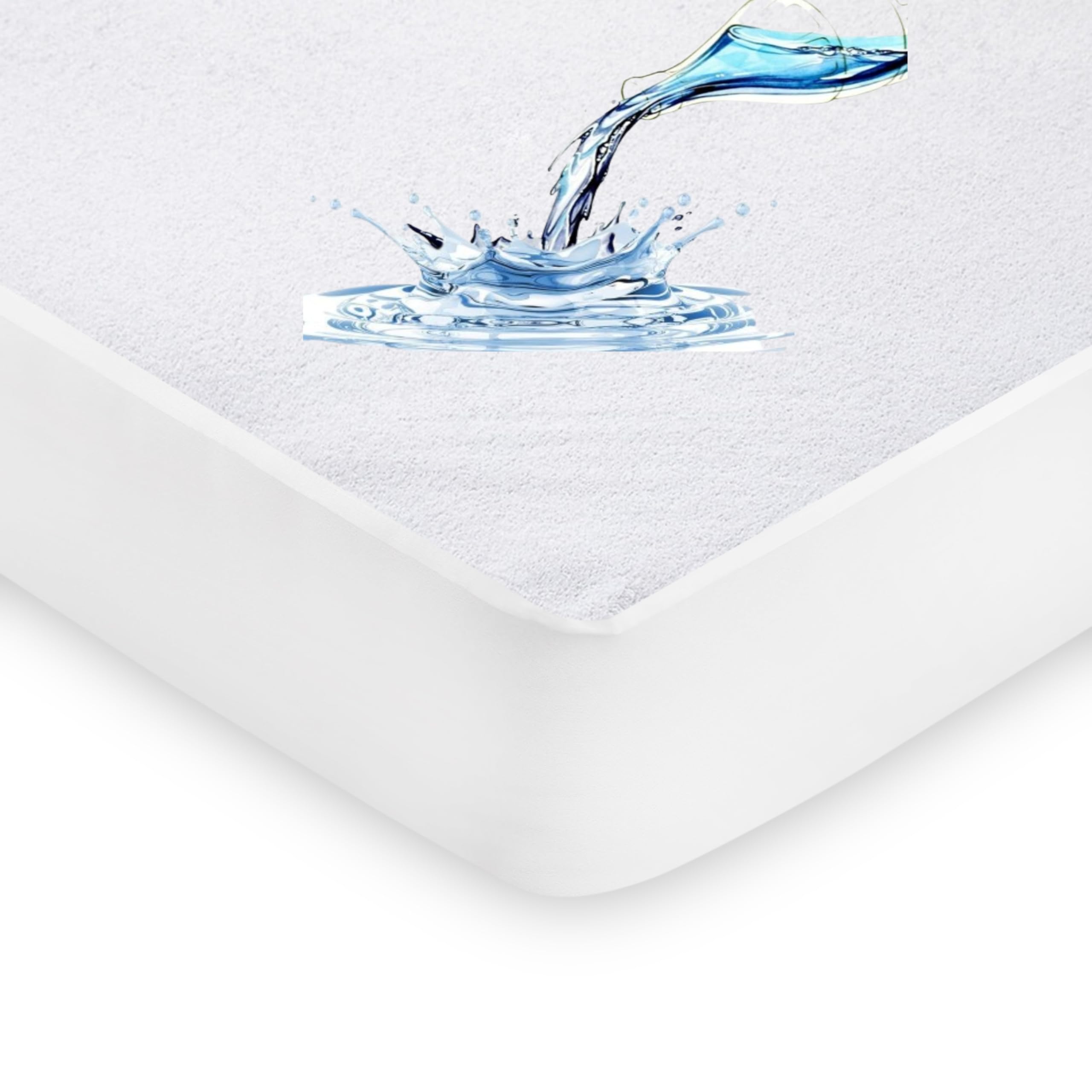 IMFAA 100% Water & Moisture Proof Extra Deep Terry Towel Mattress Protector Topper Cover Anti Allergy and Breathable. (White, Cot(60x120x15) FBA)