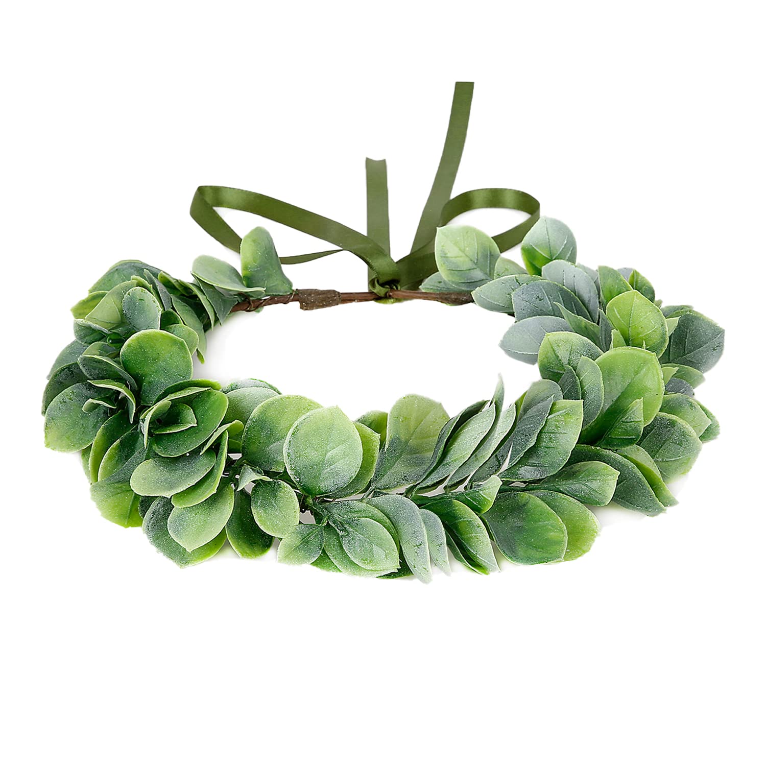 Bridal Green Leaf Crown Eucalyptus Flower Women Girls Bohemian Headpiece Floral Headband Photo Prop