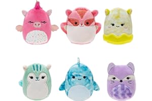 Squishville by Original Squishmallows Cute & Colorful Squad Plush - Six 2-Inch Squishmallows Plush Including Annalise, Duna, Fuyuki, Danika, Lemora, and Rayn - Toys for Kids