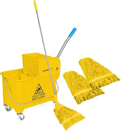Curvaso 20L Industrial Mop Bucket Set Yellow Heavy Duty Commercial Floor