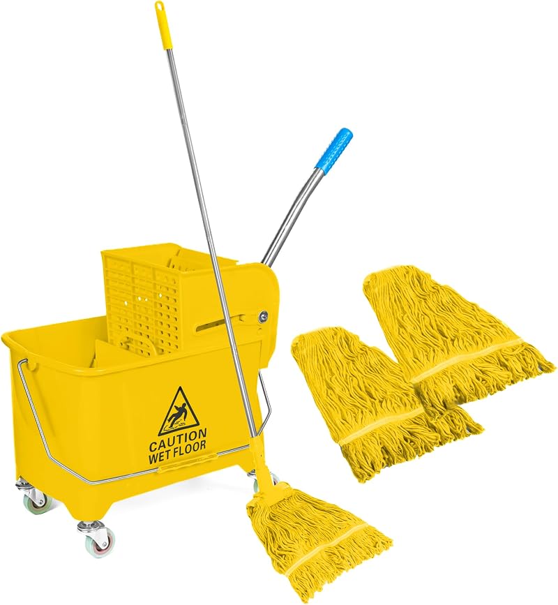Curvaso 20L Industrial Mop Bucket Set Yellow Heavy Duty Commercial Floor