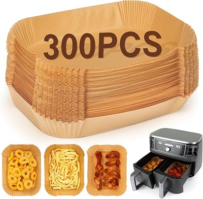YQL Disposable Air Fryer Liners 300pcs for Ninja Twin Zone 7.6L–9.5L