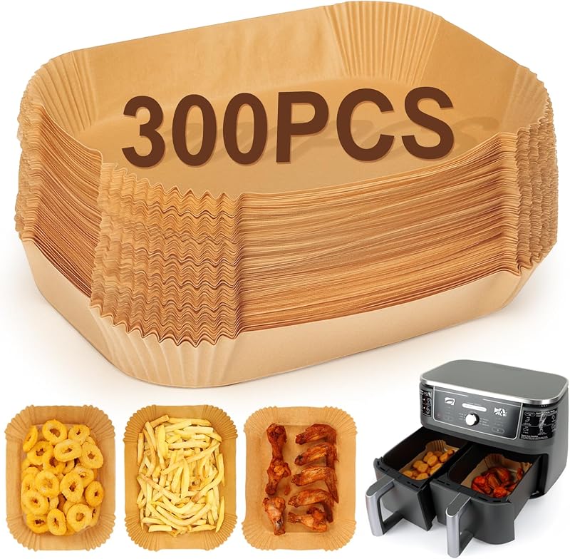 YQL Disposable Air Fryer Liners 300pcs for Ninja Twin Zone 7.6L–9.5L