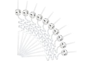 Soledea 10Pack Disco Ball Straws, Mirror Disco Decorative Straws 70s Disco Decorative Straws for Disco Party Home Bar Karaoke Birthday Party Wedding Christmas Decoration