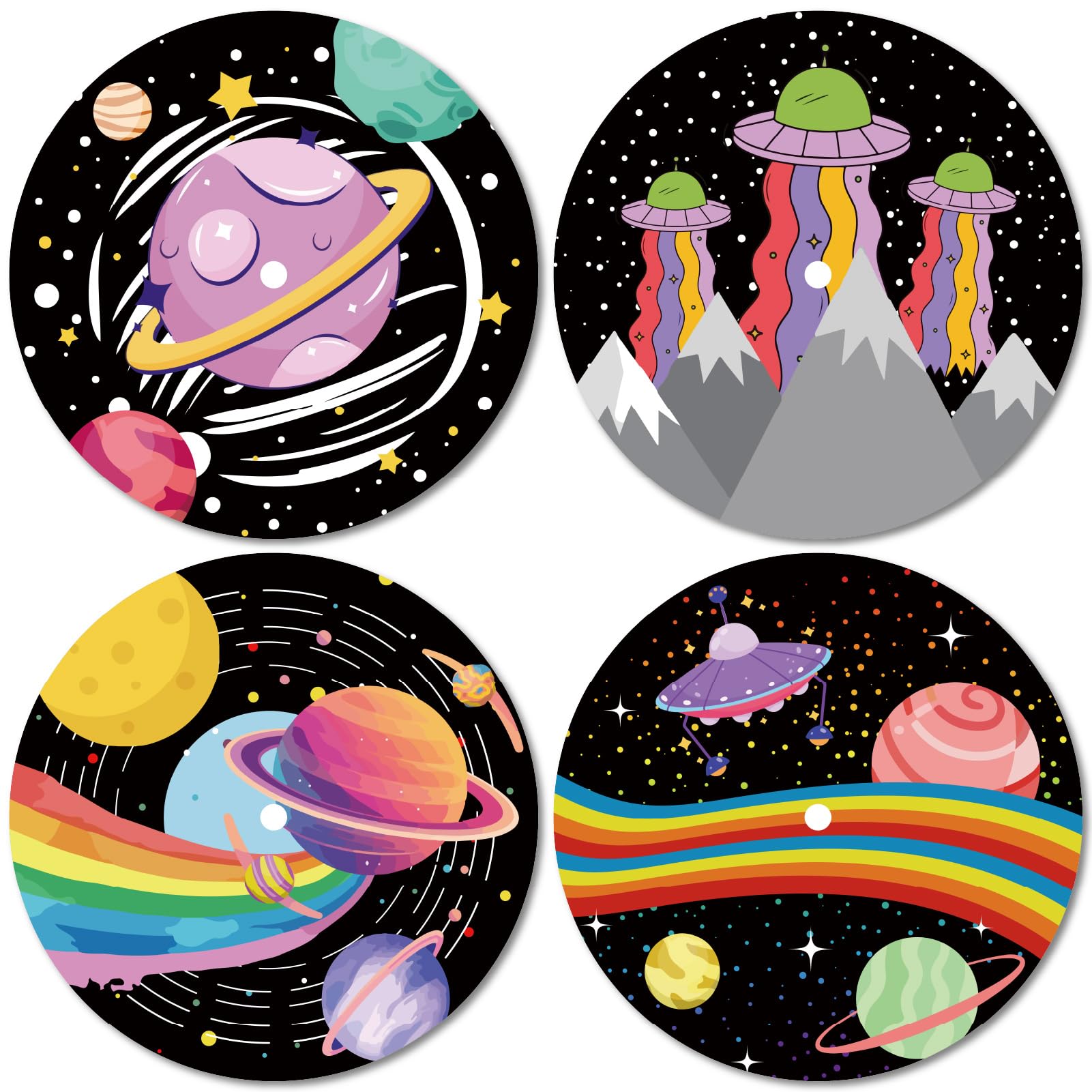 CREATCABIN 4Pcs Records Wall Decor Hippies 1950s Decor Collage Display Signs Spaceship Star Aesthetic Vintage Room Decor Waterproof for Indie Art Dorm Bedroom Teen Room Music Studio 11.6Inch