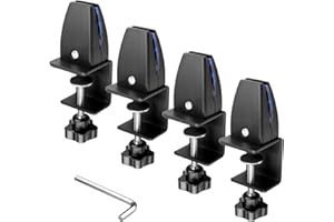 OTTFF 4 Pcs Desk Partition Clips, Acrylic Plastic Shield Holder, Removable Cubicle Panel Extenders Bracket with Adjustable C Clamp