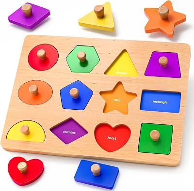 SYHLN Wooden Shape Sorter Peg Puzzle for 1 2 3 Year Olds Toddlers
