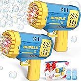 Dolanus Bubble Gun 2 Pack with Bubble Solution, Kids Toys Gifts, Age 3+ | 40-Hole Light Up Dip Bubble Machine for Kids, Toys for 3 4 5 6 7 8 Years Old Boys Girls, Outdoor Birthday Wedding Party