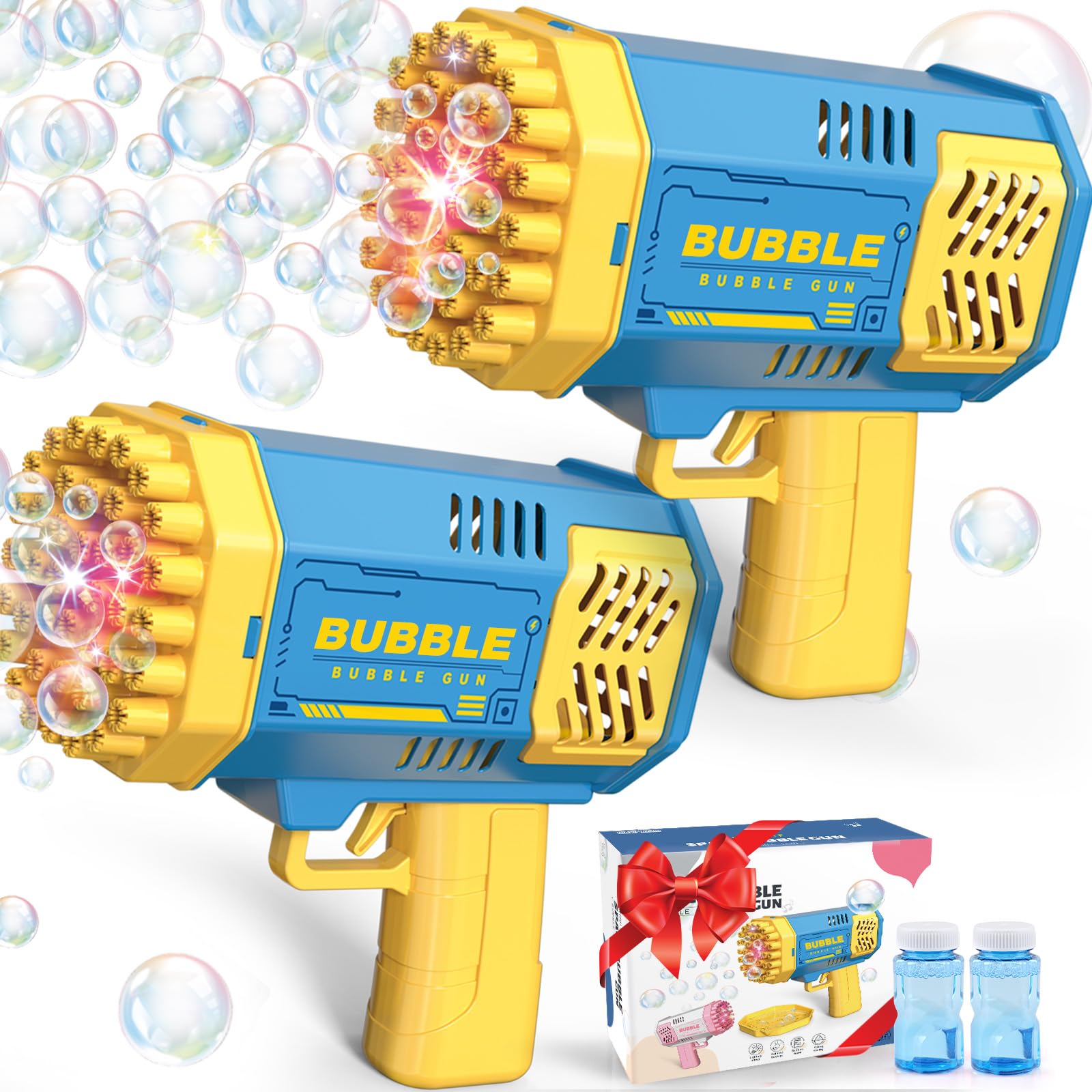 Dolanus Toys for 3+ Year Old Kids: 2 Pack Bubble Gun Bubble Machine for Boys Girls Gifts for Age 3 4 5 6 7 8 Years Old Birthday Presents Toy for Toddler Ages 3-8 Rocket Bubble Maker Outdoor Garden Toy
