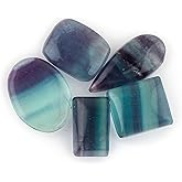 CRYSTALIS Fluorite (5pcs) (15-20mm) Wholesale Natural Multi Color Loose Gemstone Bulk Cabochons Jewelry Making Supply, Chakra & Healing Polished Stones, Wire Wrapping, DIY, Gem Collection