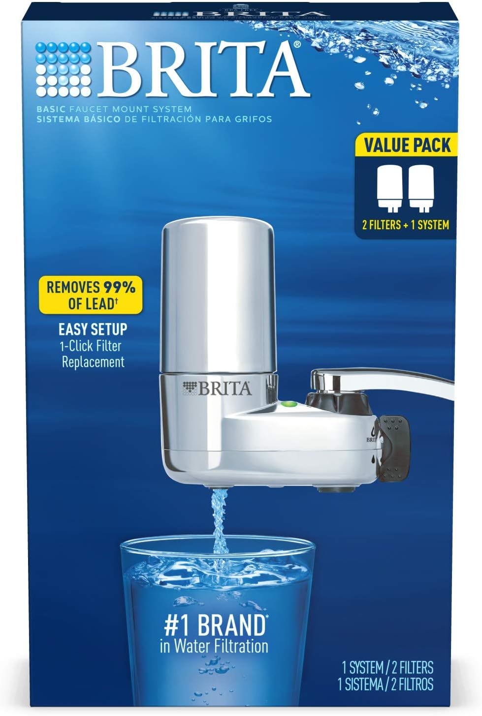 Brita Basic Mount Faucet Water Filter System, Chrome: Kitchen & Dining