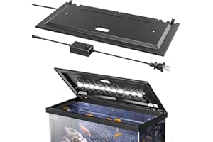 Blosail LED Aquarium Hood, Fish Tank Cover with Adjustable Brightness White Tube Light, Replaceable Full-Length Bulb, Fits 24-Inch Framed Aquariums, Black