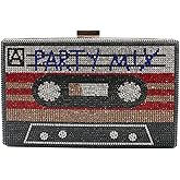 WYZIG Women Retro Radio Tape-shape Rhinestone Clutch Purse Vintage Crystal Evening Handbag Party Cocktail Shoulder Bag