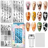 PH PandaHall 3pcs Giraffe Nail Stamping Plates Cartoon Giraffe Nail Art Templates Lovely Animals Nails Stamp Stencils Giraffes Print Manicure Image Plates for Women Home DIY Manicures Salon Design
