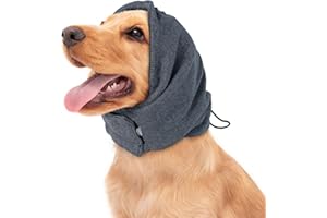 BRKURLEG Dog Calming Hoodie, Adjustable Dog Ear Muffs, Dogs Ears Head Cover for Anxiety Relief, No Shake Ear Wraps for Dogs, Pet Ears Protector for Grooming, Bath, and Force Drying, Grey S