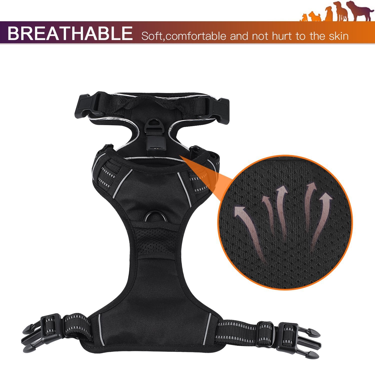 Harnais LED sans Traction pour Petits Moyens Chiens, Harnais Souple Réglable, Harnais pour Animaux de Compagnie en Plein Air, Harnais de Sécurité Douce pour Exercices Entraînement