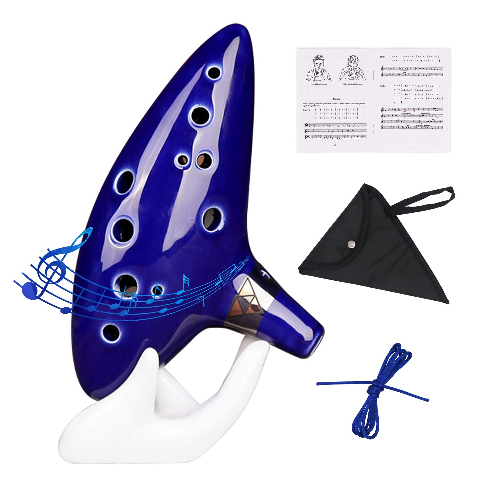 Zetong Legend of Zelda Ocarina 12 Hole Alto C with Textbook and Protective Bag, Perfect for Beginners and Professional Performance (Blue)