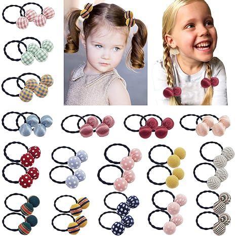 Amazon Com 34pcs Baby Girls Pigtail Bows Colorful Ball Hair Ties
